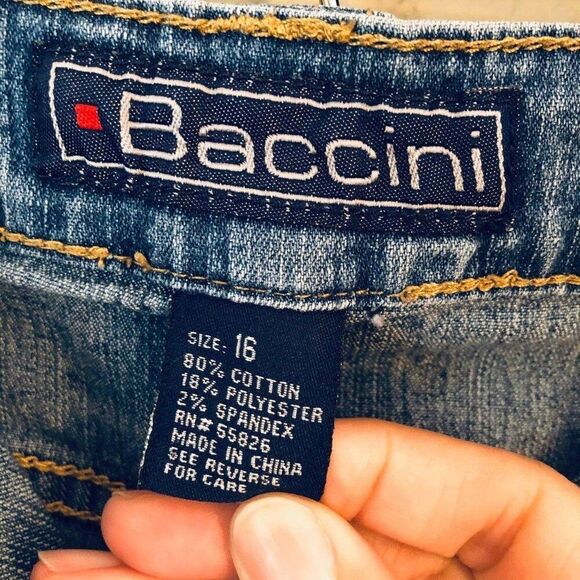 Baccini Womens Maxi Skirt 1X VTG Denim Embellished High Back Slit Country Wear - Picture 7 of 10